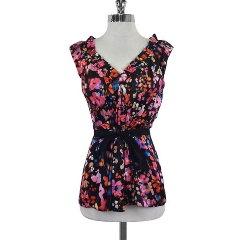 Tracy Reese Y2K genuine Silk Ditsy grunge Floral Blouse